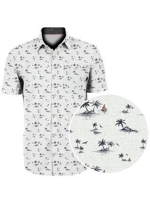 JACK | Palms And Sail Print Linen Shirt