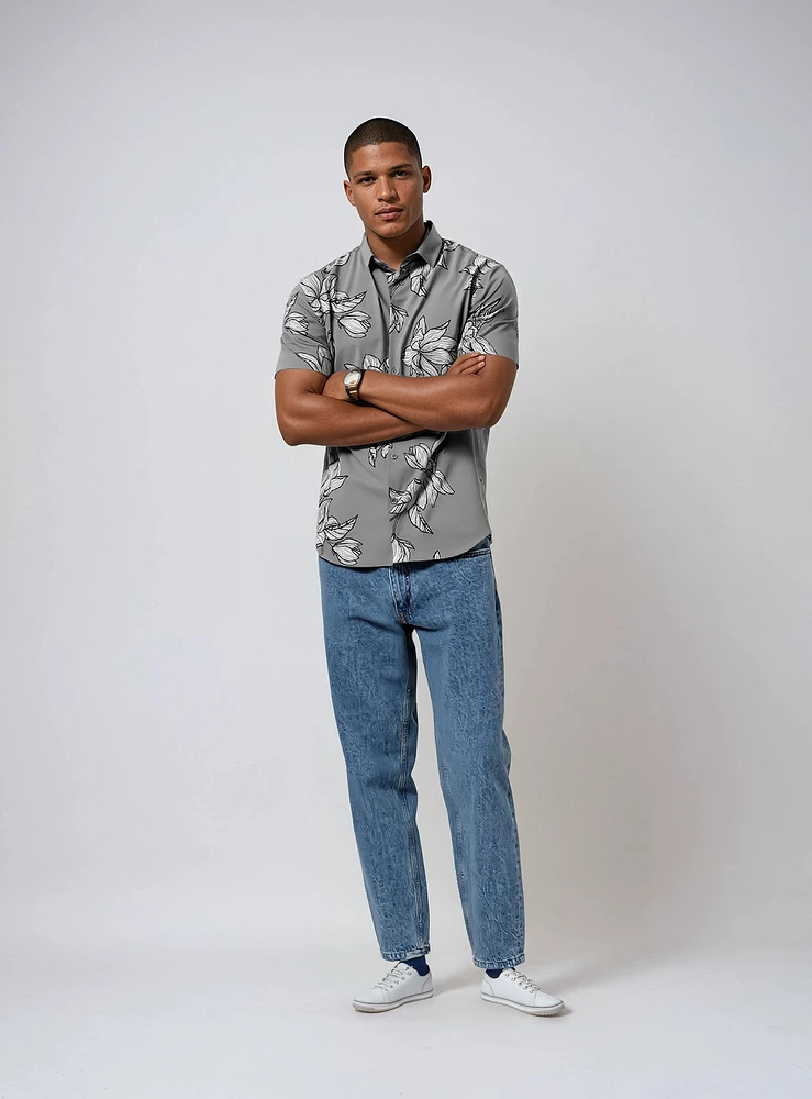 ROBINS | Linen Flower Print Shirt