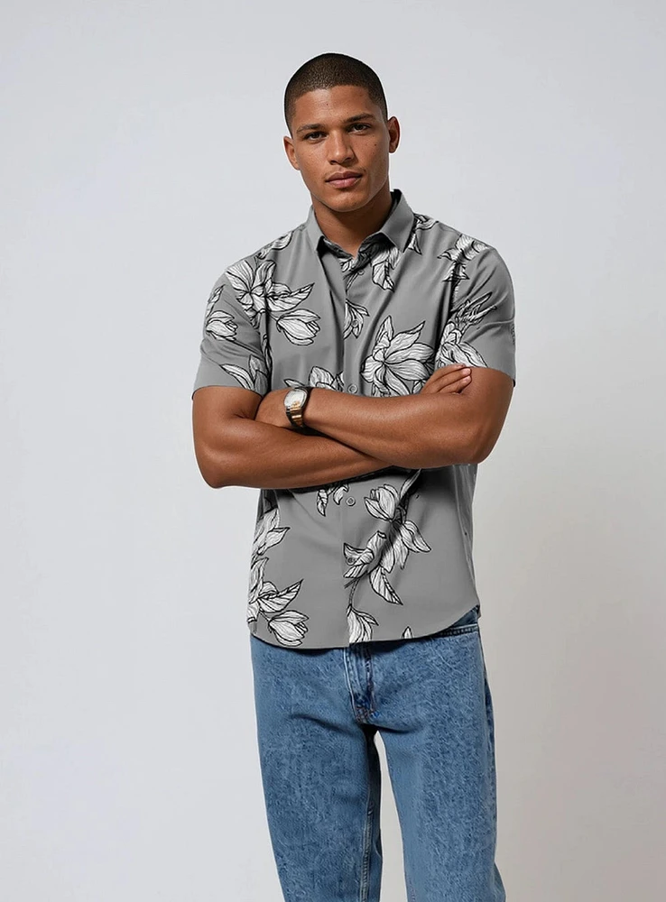 ROBINS | Linen Flower Print Shirt