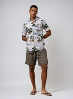 KEMSLEY | Linen Flower Jacquard Print Shirt