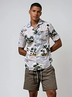 KEMSLEY | Linen Flower Jacquard Print Shirt