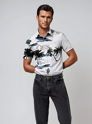 LEVINE | Tropical Short Sleeve Stretch Shirt