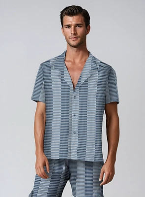 MILO | Geometric Stripes Print Stretch Shirt