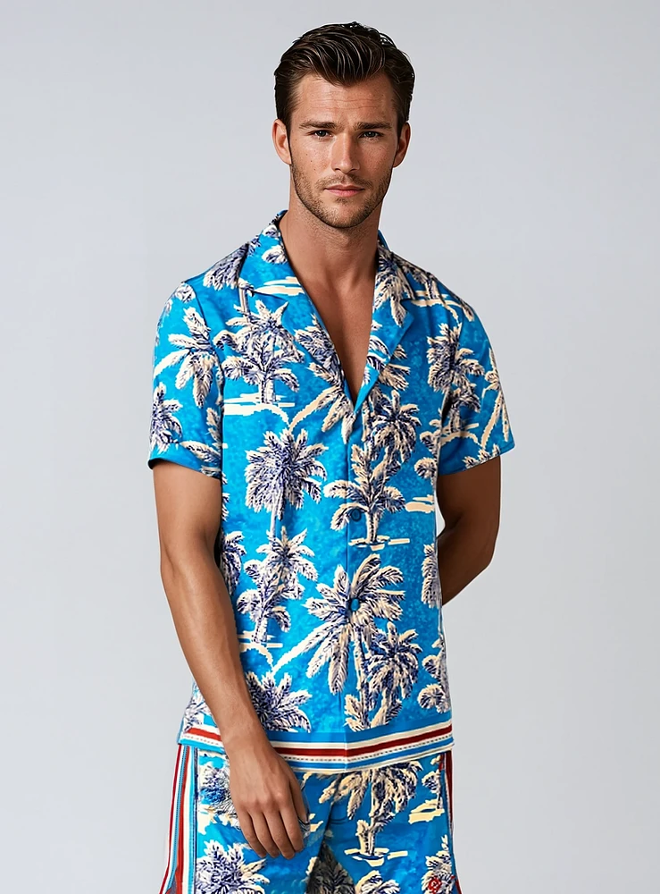 JUNO | Quick Dry Palm Printed Stretch Shirt