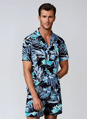 KIKO | Tropical Blooms Printed Stretch Shirt