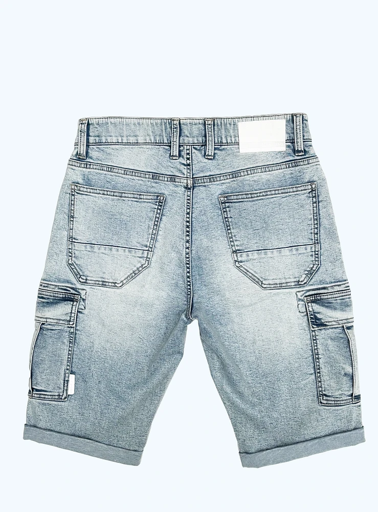 RUSSELL | 12 inch Denim Cargo Bermuda With Pockets