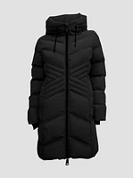 VALENTINA| Star-Stitch Chic Long Puffer Jacket