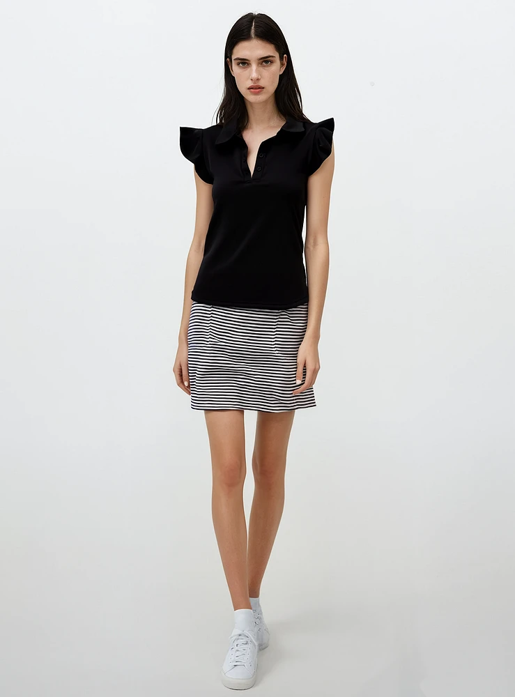 ISABEL | Drawstring Waist Knit Striped Skort