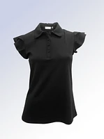 AMBER | Ruffle Sleeve Button Neck Polo