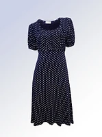 DAISY | Short-Sleeve Polka Dot Midi Dress