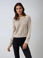 KYLIE | Long-Sleeve Embroidered Floral Knit Top
