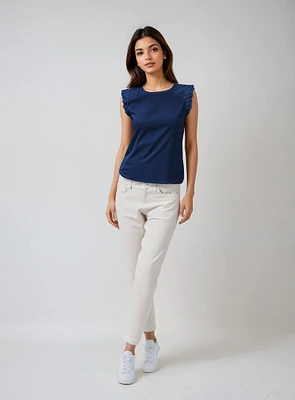 TORI | Ruffled Sleeveless Top