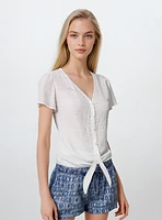 ALESSA | Short-Sleeve Top With Front Tie
