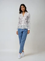 BELLA | Long-Sleeve Button Up Patchwork Blouse