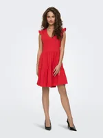 Only May Cap Sleeve Frill Dress