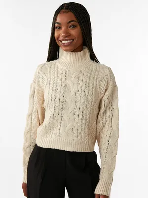 Stella Cable Mock Neck Sweater