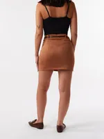 Suede Skirt With Belt