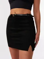 Suede Skirt With Belt