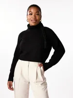 Easy Cropped Turtleneck Sweater