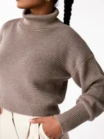 Easy Cropped Turtleneck Sweater