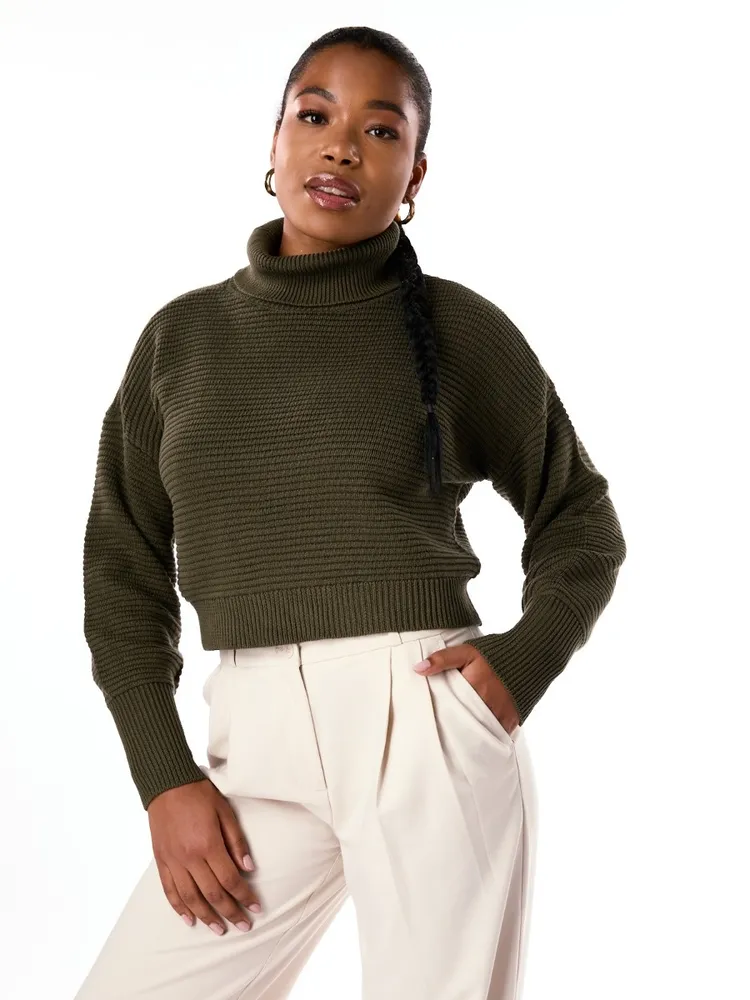 Easy Cropped Turtleneck Sweater