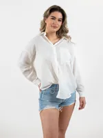 Gauze Long Sleeve Button Up