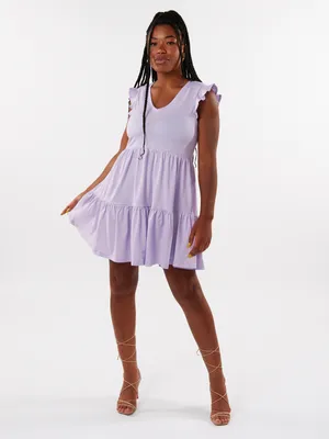 Only May Cap Sleeve Frill Dress