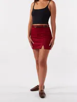 Suede Skirt With Belt