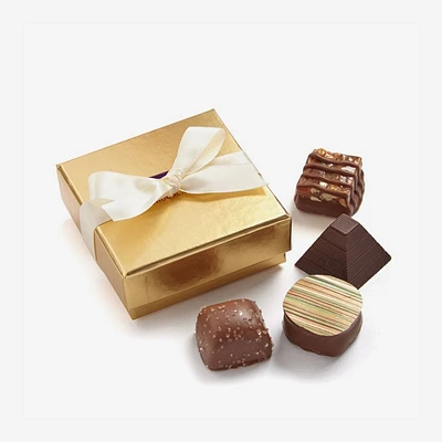 Assorted Chocolate Gold Favour, Ivory Ribbon, 4 pc