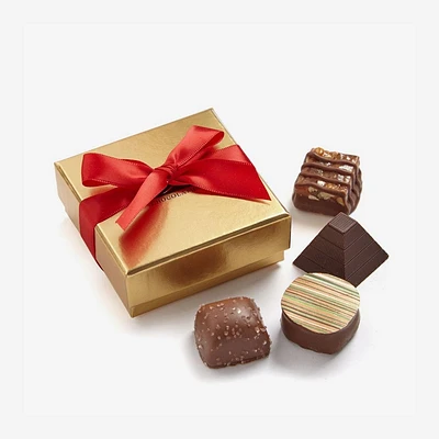 Assorted Chocolate Gold Favour, Red Ribbon, 4 pc
