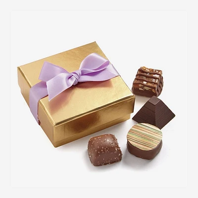 Assorted Chocolate Gold Favour, Lavender Ribbon, 4 pc