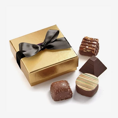 Assorted Chocolate Gold Favour, Black Ribbon, 4 pc