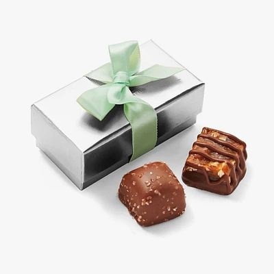 Assorted Chocolate Silver Favour, Mint Ribbon