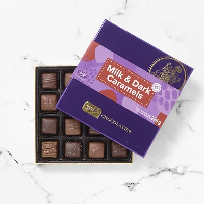 Milk & Dark Chocolate Caramels, 16 pc