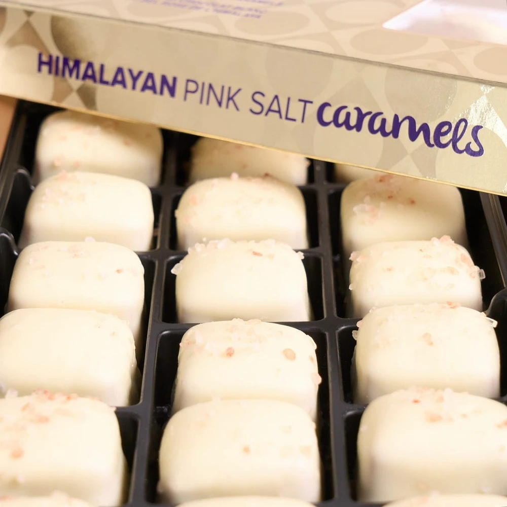 White Chocolate Himalayan Pink Salt Caramels, 18 pc