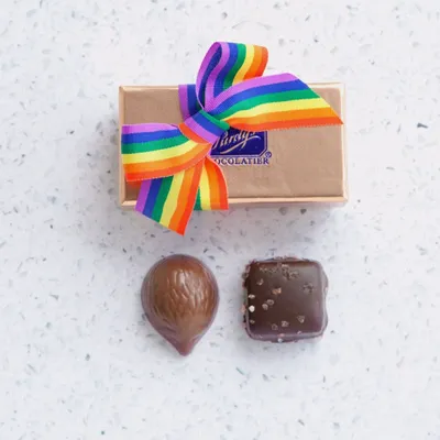 Assorted Chocolate Gold Favour, Rainbow Ribbon