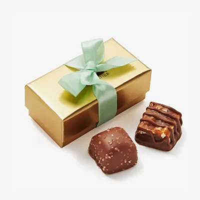 Assorted Chocolate Gold Favour, Mint Ribbon