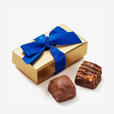Assorted Chocolate Gold Favour, Royal Blue Ribbon