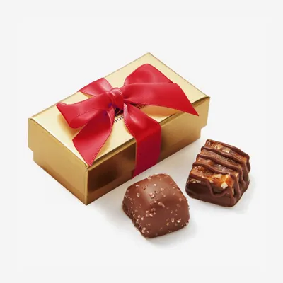 Assorted Chocolate Gold Favour, Fuchsia Ribbon