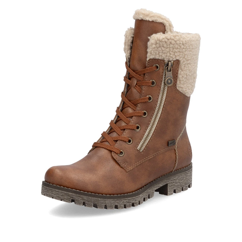 Tan Warm Lined Lace Up Boot