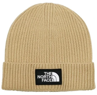 TNF Logo Box Cuffed Beanie Khaki Stone