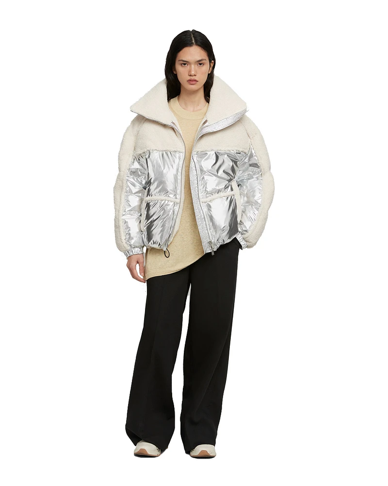 Elmira Sherpa Puffer Silver Ivory