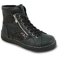 Black Lace Up Boot With Side Zip