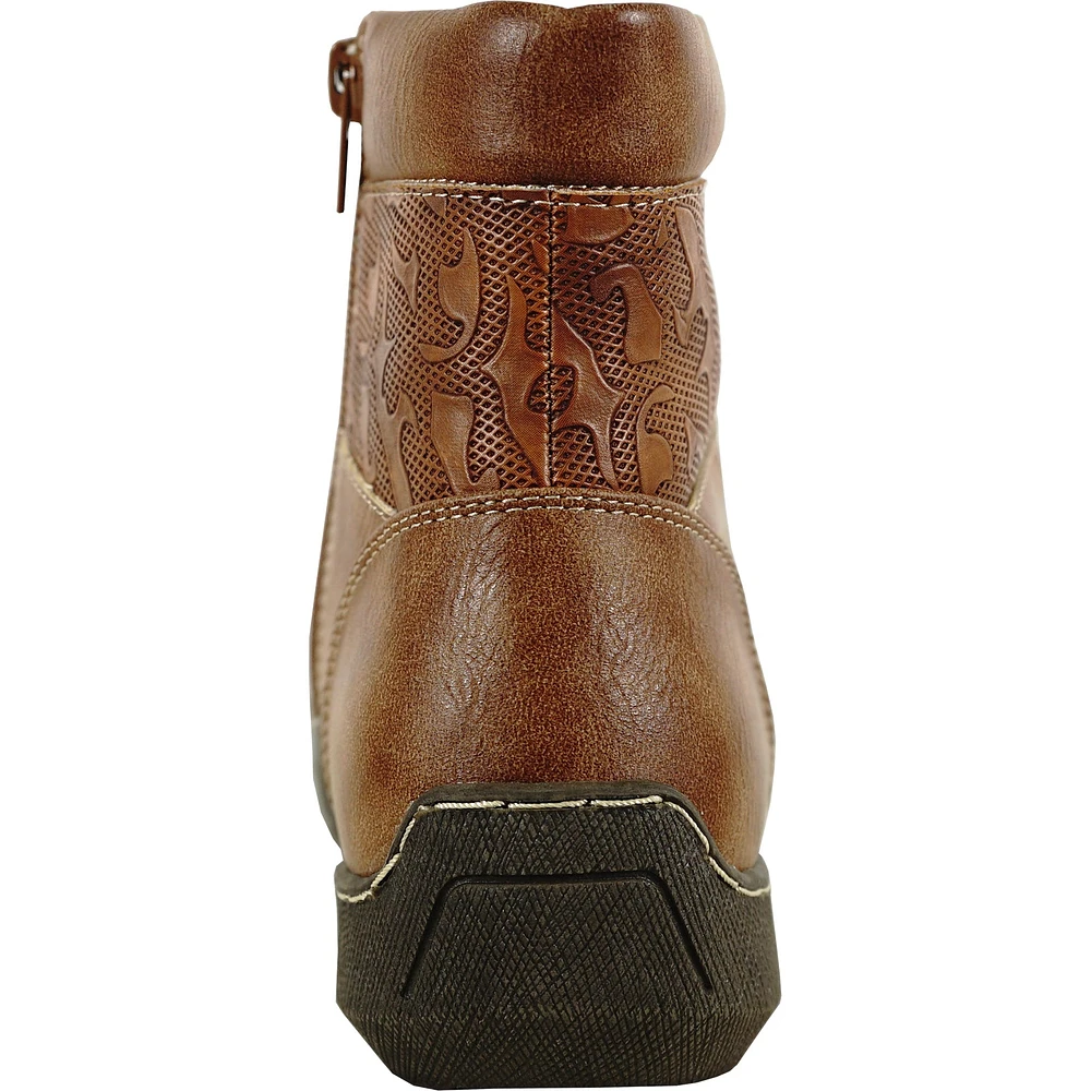 Tan Lace Up Boot With Side Zip