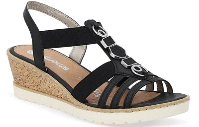 Black Wedge Elastic Sandal