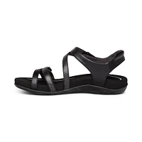 Jess Adjustable Quarter Strap Sandal Black