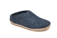 Wool Felt Clog Leather Sole Denim