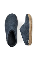 Wool Felt Clog Leather Sole Denim