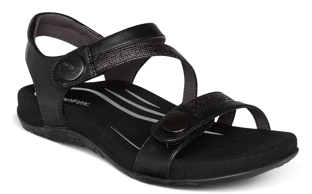 Jess Adjustable Quarter Strap Sandal Black