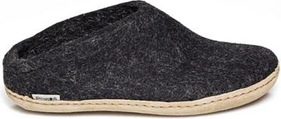 Wool Felt Clog Leather Sole Charcoal